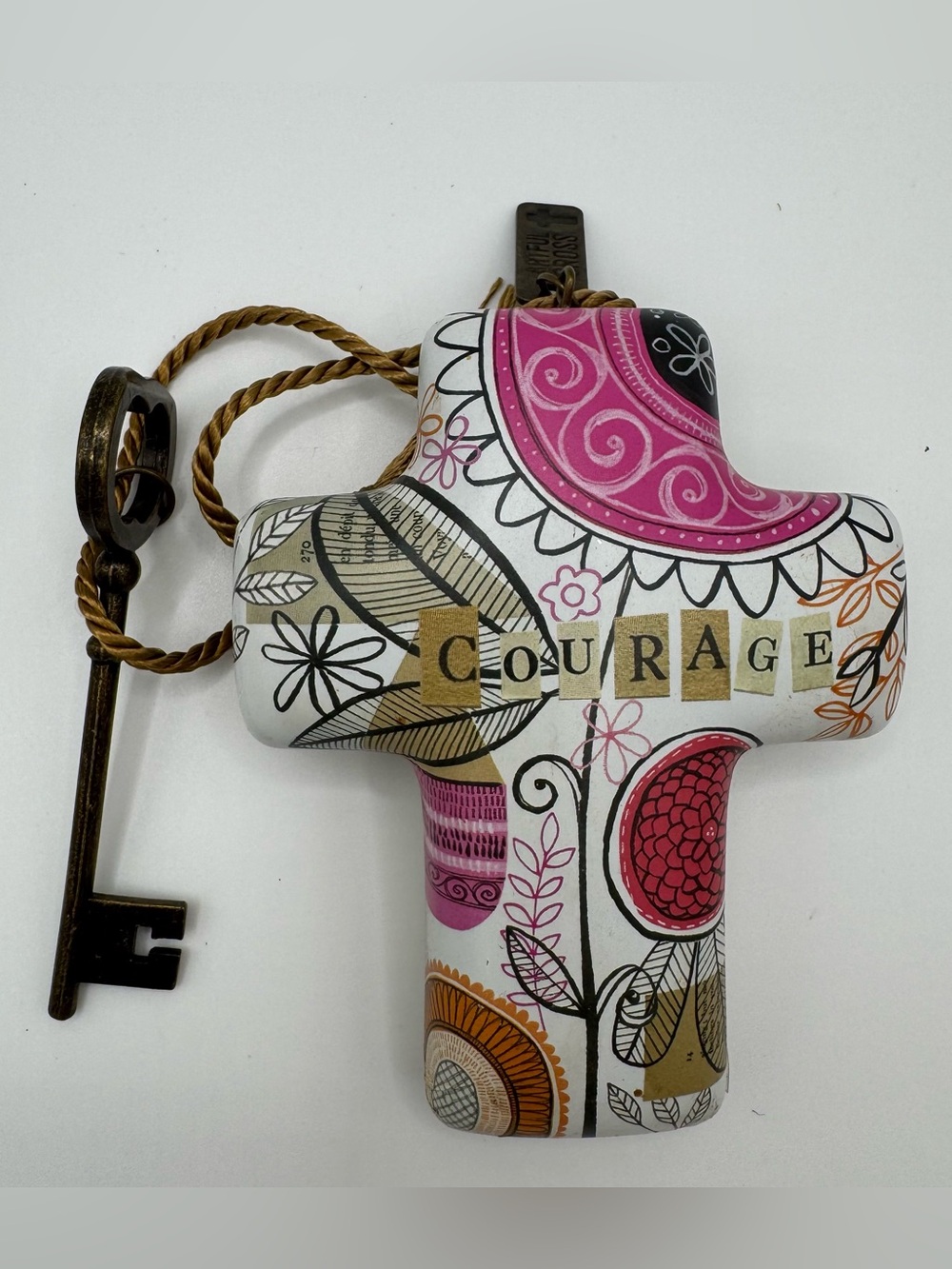 Demdaco Susan Black Courage Artful Cross Figurine Tabletop Standing Sculpture Ke